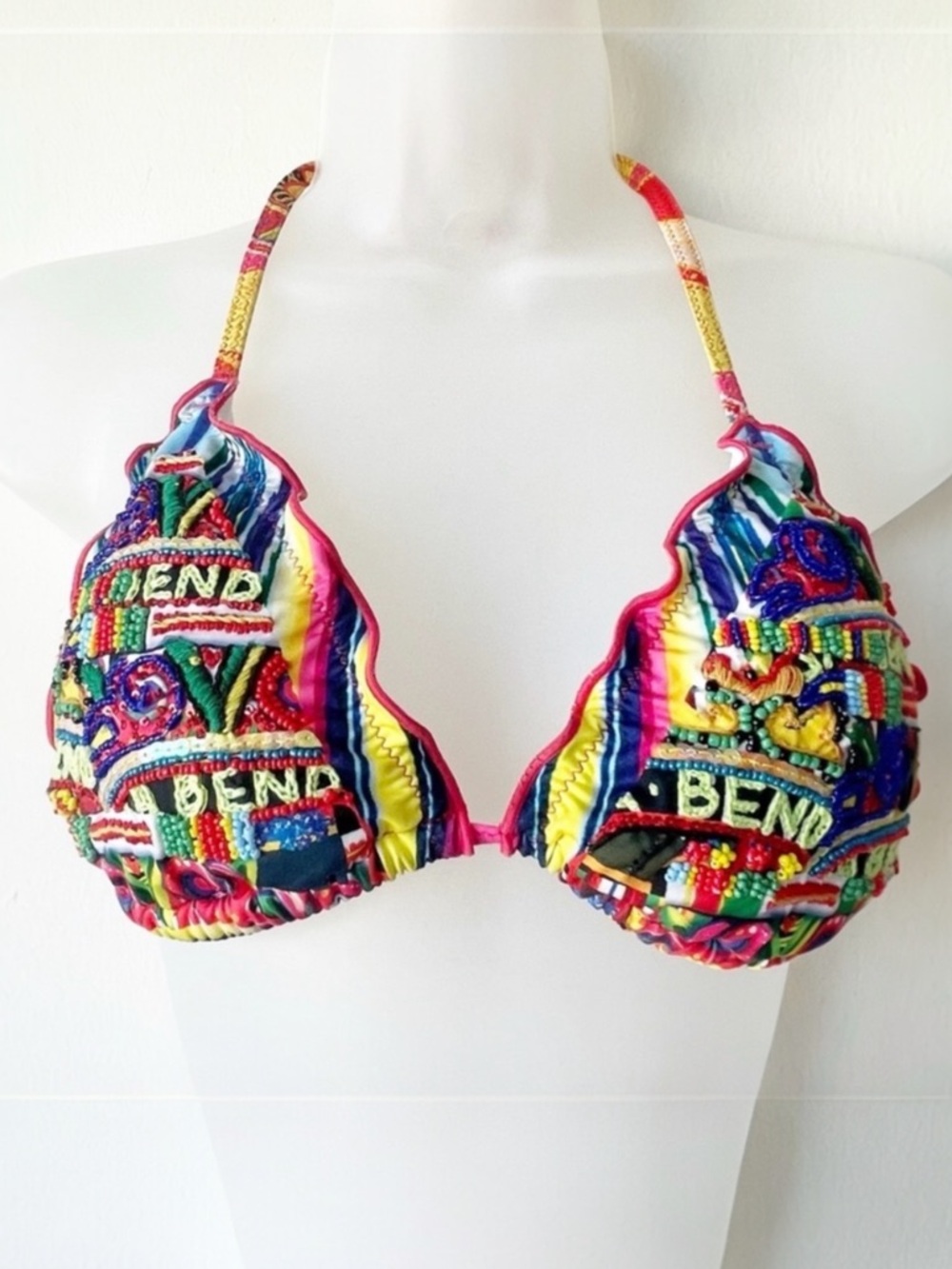 AGUA BENDITA bikini top embroidered Festival Top size large